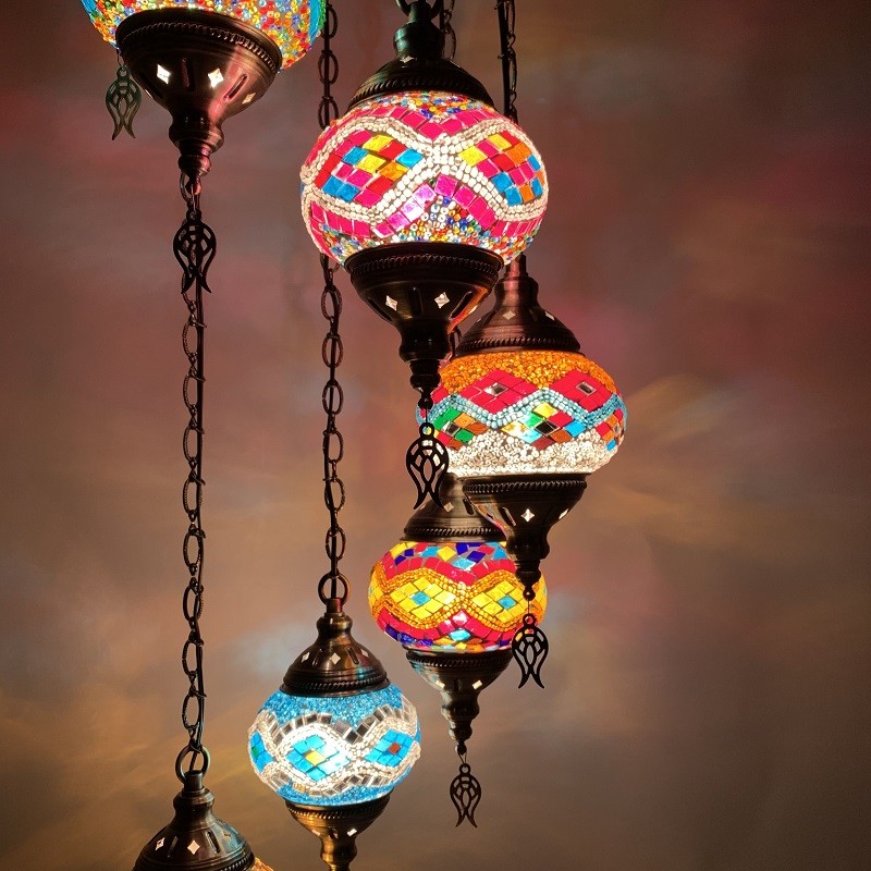 Long staircase chandelier turkish Glass handmade lampshade pendant light(WH-DC-31)