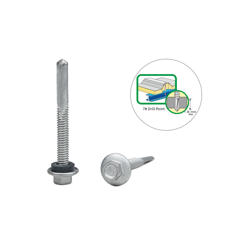 Zinc Alloy Coated Hex Flange Head Self Drilling Screw Tek 7 For Installation 5.5x50