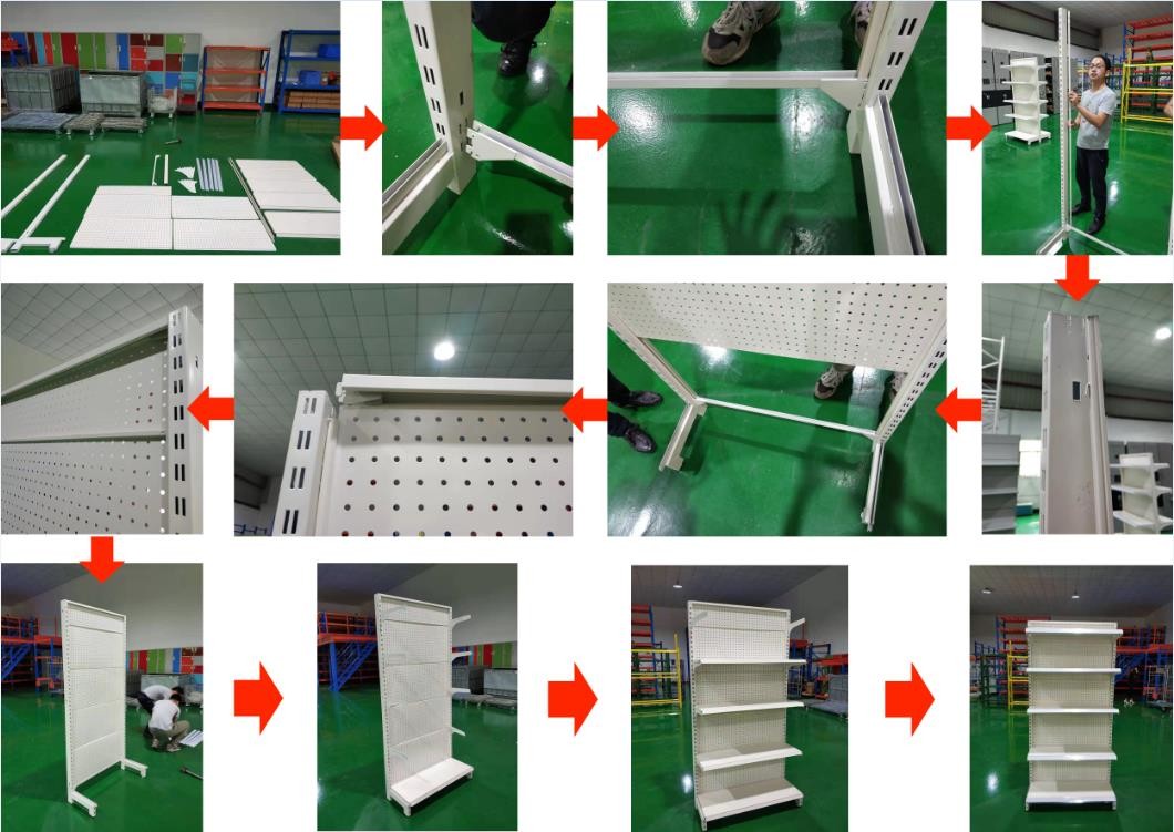 White Supermarket Display Racks , Easy Assembly Convenient Store Display Shelf