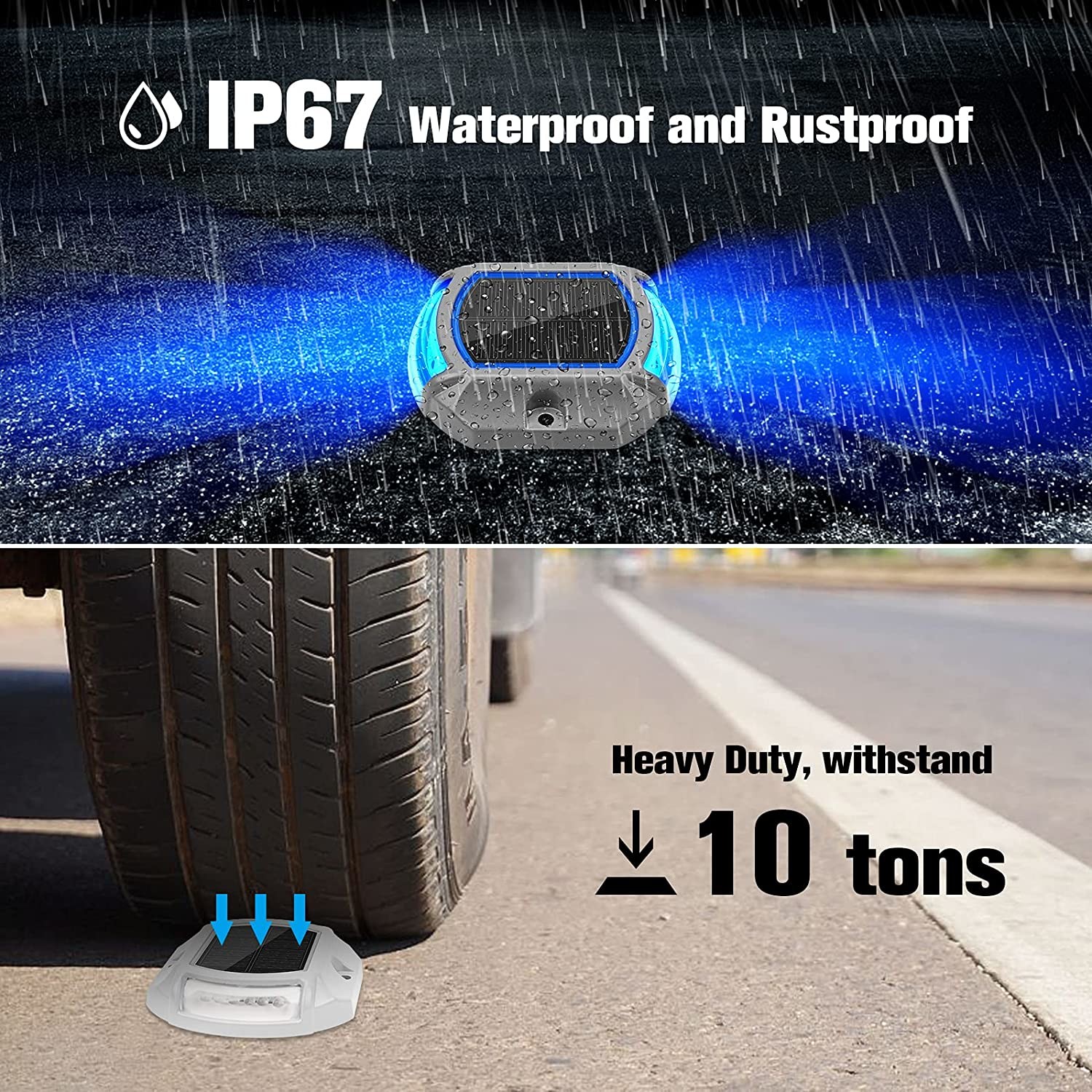 Solar Powered Dock Lights Road Stud Marker IP 68 Waterproof Outdoor Garden Pathway Lawn Warning Lights