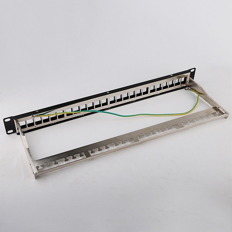 1U 24 Port STP Patch Panel RJ45 Rack Mount Cat6 Patch Panel Blank
