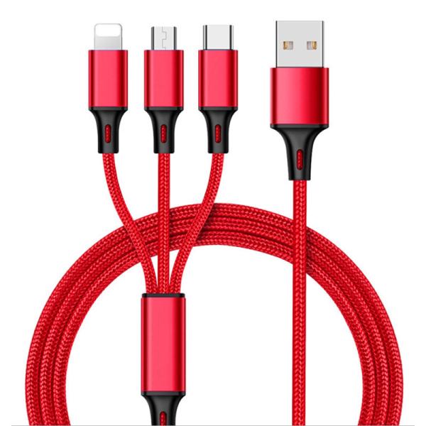 Wholesale Nylon Braided Usb Charger 3 in 1 Usb Charger Cable Multi Charging