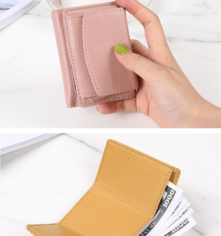 Solid Color Women's Mini Credit Card Holder Leather Coin Purse Wallet For Daily Life