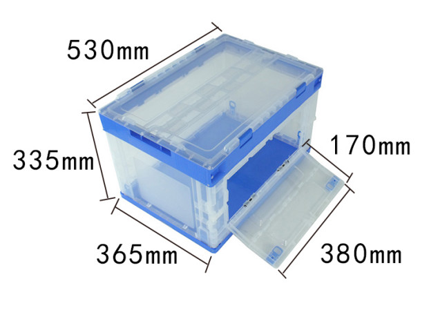 Length Sides Opening Collapsible Plastic Containers Virgin PP Material Custom Color