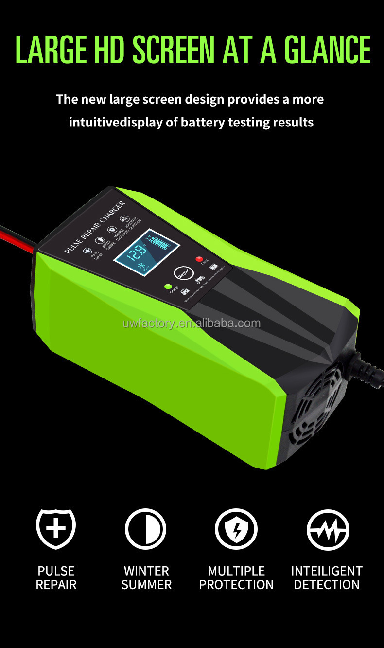 Automatic Identification 12V6V 8A 10A 12A Lead-Acid Battery Charger with Multi- and PC Fireproof Material