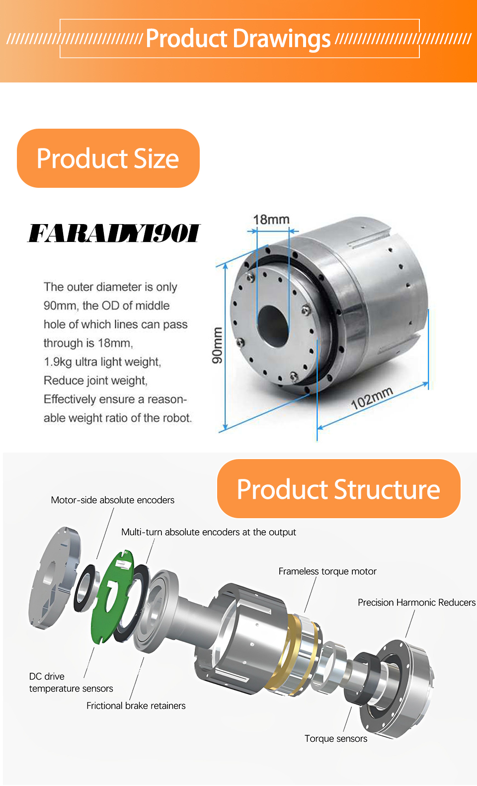 High Torque Bldc Harmonic Drive Motor Customize For Robot Arm