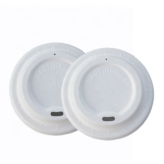 PFAS Free Biodegradable Molded Sugarcane Bagasse Disposable Coffee Cup Lids
