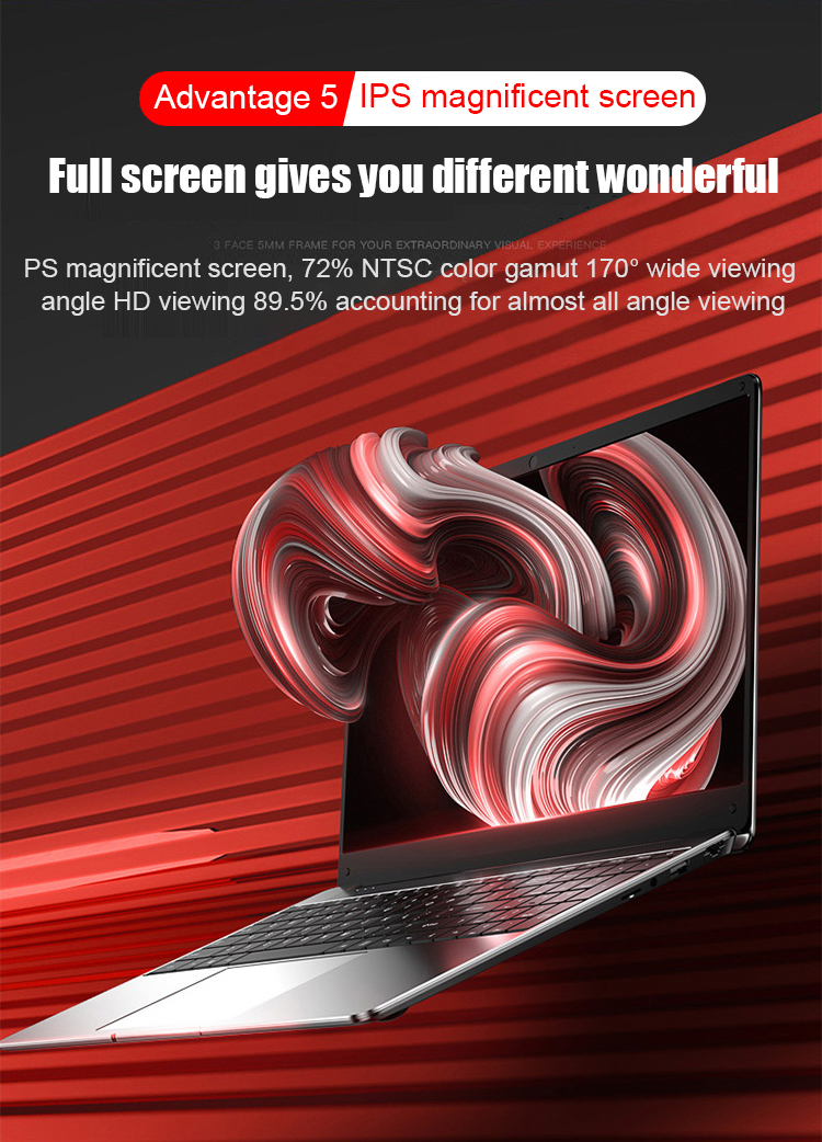 1.80GHz Ultra Thin Laptop Computer 15.6 Inch 8G RAM 128GB SSD Intel Quad Core Processor