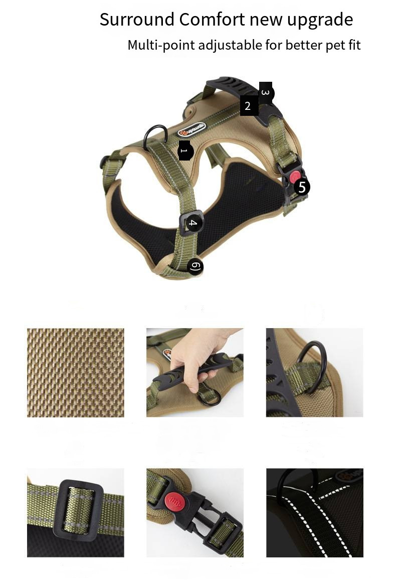 Adjustable Dog Leash Walking Dog Pet Vest Chest Strap Reflective Dog Harness And Leash Set
