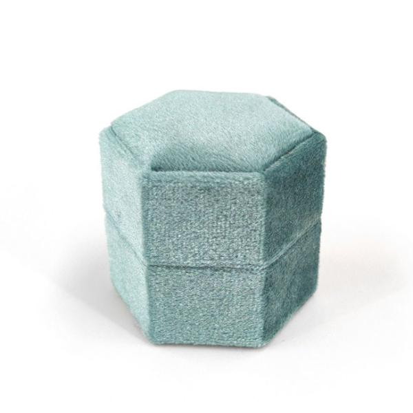 Custom G84 Lake Blue Velvet Ring Packaging Box for Jewelry Gift Box Product