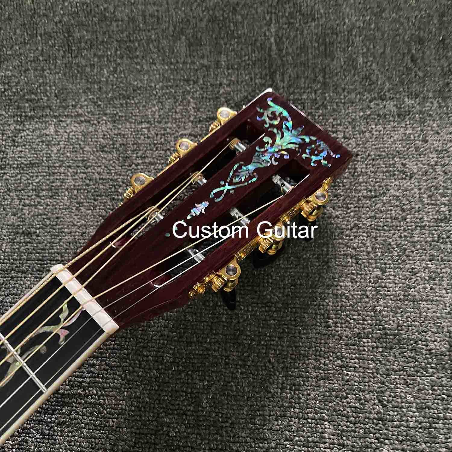 6 strings custom OEM solid wood acoustic OO guitar 38 inch body ebony bridge
