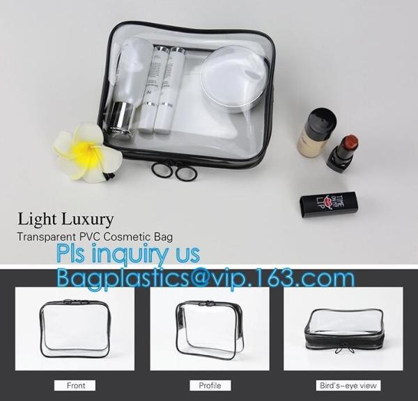 Popular Iridescent Clear PVC Makeup Bag, custom logo printing clear pvc makeup