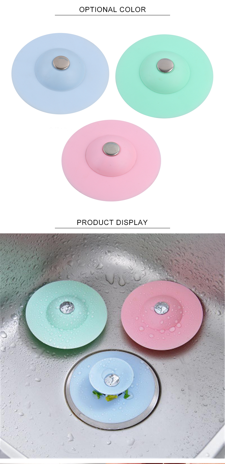 Durable Round Push Type Kitchen Silicone Sink Strainer , Factory Wholesale