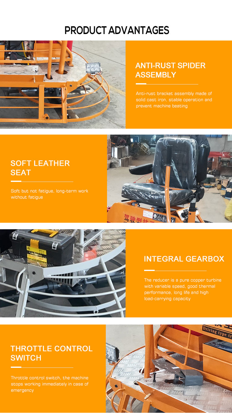 EPA Gasoline 36inch Concrete Finishing Machine Ride On Power Trowel 2019*1040*1250mm