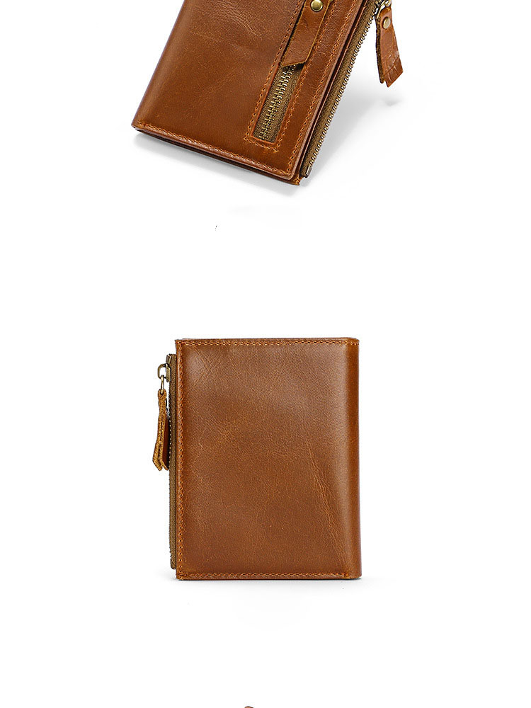 Minibook Genuine Leather Male Wallet with Anti-Theft Protection and Customizable Logo