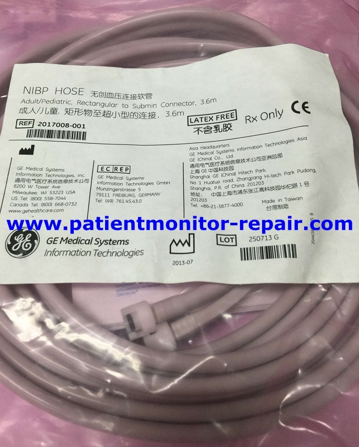 NIBP Dual Tube BP Tubing Adult 3.6M For Dash , Tram Adult BP Extension Tube