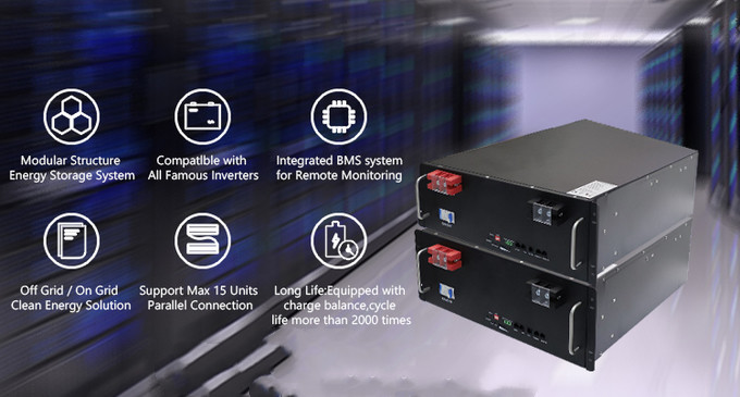 Cabine Lithium Battery Module Paralleled Distributed LiFePO4 Rack Mount Lithium Battery
