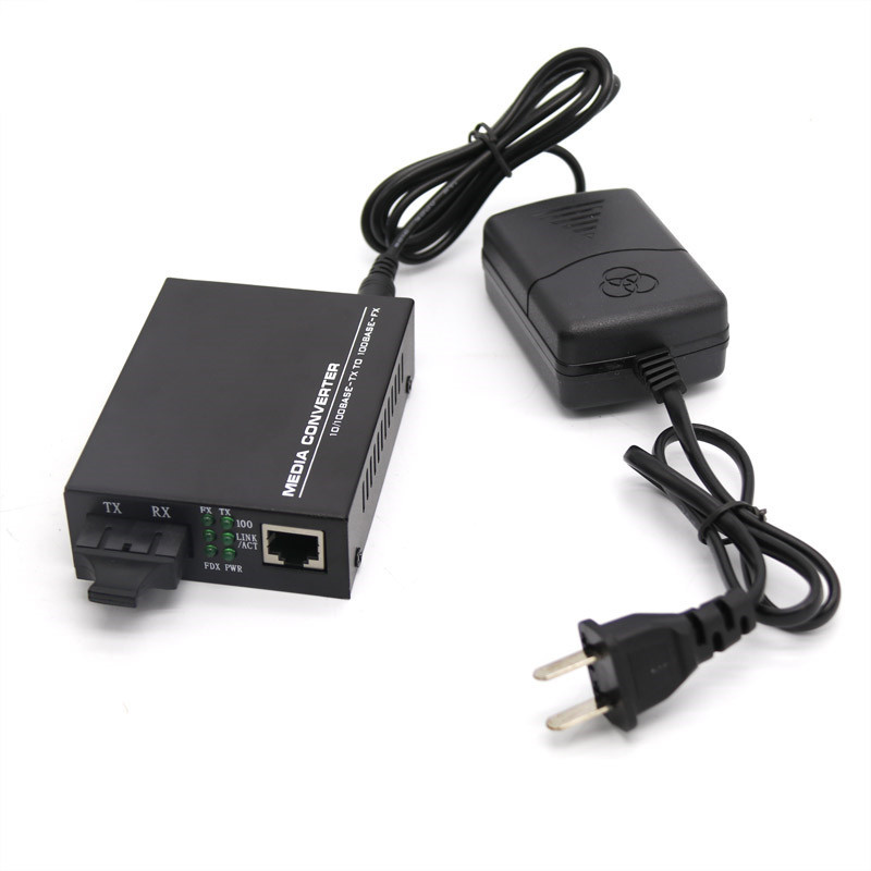10/100Mbps Fiber media converter SM Bidi SC 20km with DC power for CCTV Security system