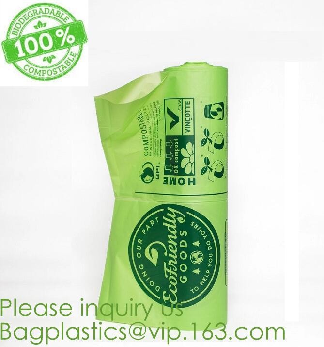 Eco-friendly Roll Compostable Plastic Bag Drawstring Biodegradable Garbage Bags,cornstarch custom compostable biodegrada