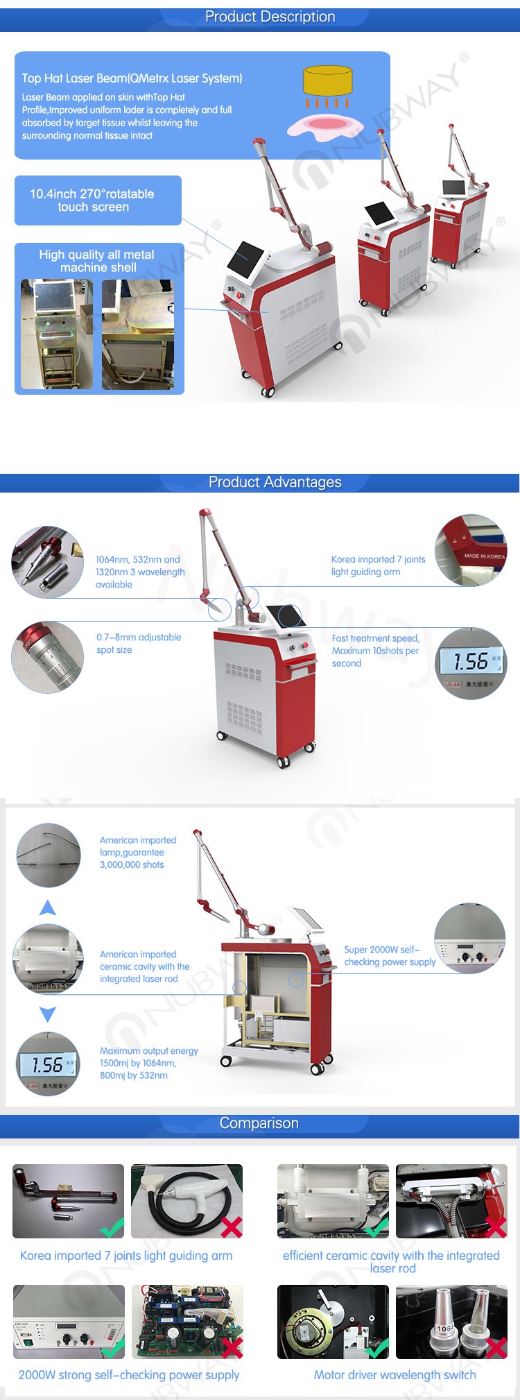 2017 imported nd yag ktp laser for spa beauty tattoo removal