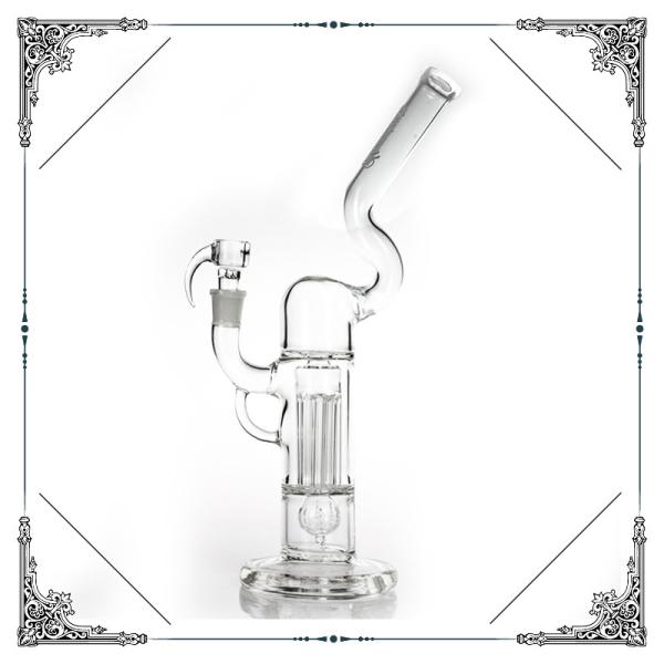 Reinforced 8 Arm Pillar Perc Glass Water Bubbler With Gridded Imperial Smoking