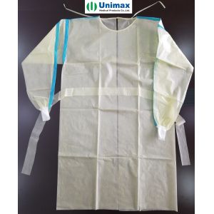 AAMI 3 PP Coated PE Disposable Isolation Gowns With Knitted Cuff 40gsm