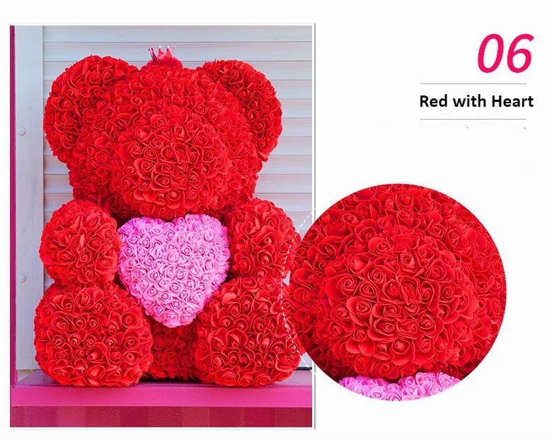 Crazy selling gift foam rose teddy bear Factory Price Artificial Flower Gaint Teddy Bear