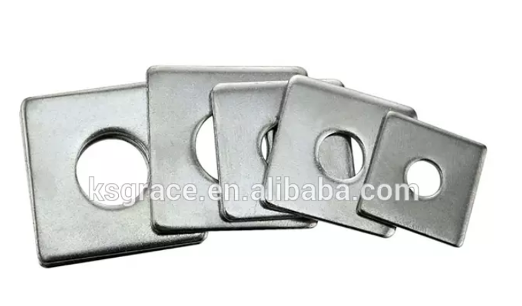 SS304 SS316 Square Lock Washer Bright Zinc Finish Square Hole Washer