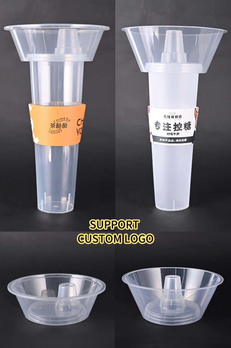 Custom Design Plastic Cups With Logo Disposable Plastic Cups For Snack 2 In 1