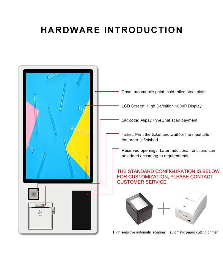 23.6 27 32 Inch Multifunction Automated Self Service Order And Payment Terminal