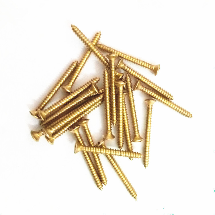 Yellow Brass Slotted Drive Oval Head Wood Screws Round Head Furniture Screws