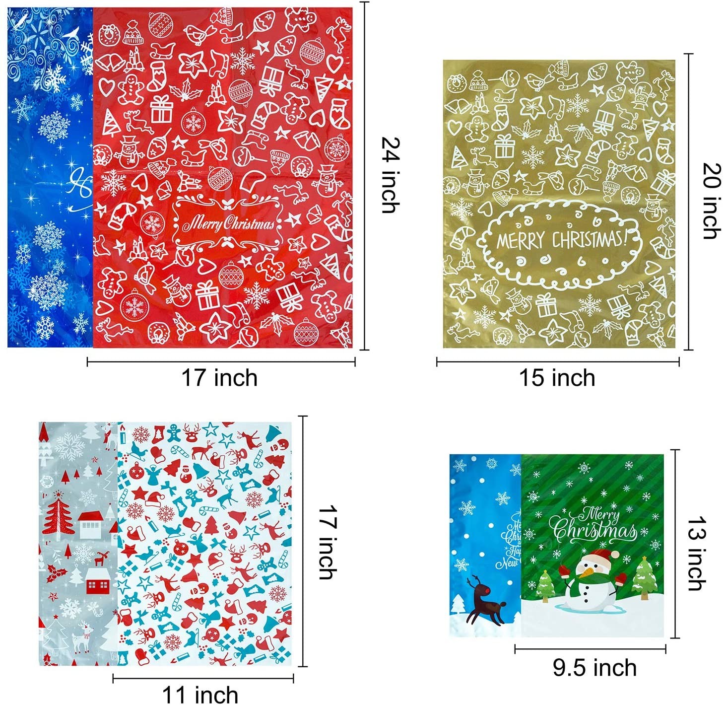 Large Christmas Wrapping Bag , Ribbon Ties W44cm Aluminium Packaging Pouch