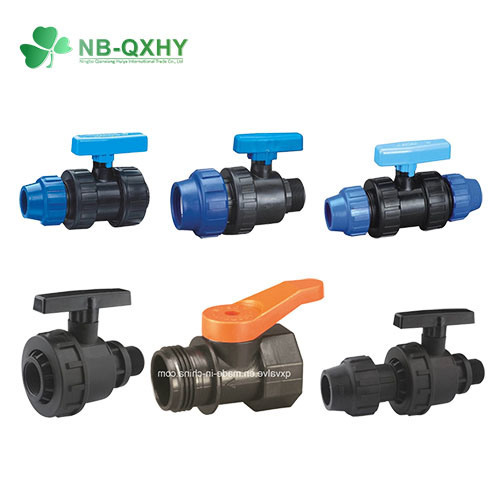 Garden Irrigation Fitting Compression Fitting Black PP Single Union Ball Valve