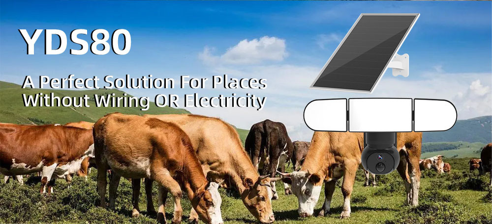 2K Continuous Recording Security Camera 150 Watt Floodlight Solar CCTV Camera