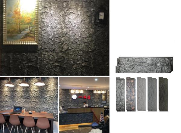 Striped Grey 1160x300x30mm Cultural Stone Brick Polyurethane Office Bar