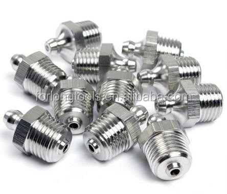 Drill Sleeve and Button Connection 1/4"-19 BSP Stainless Steel Straight Grease Fitting Cap with Round Flat Head Code