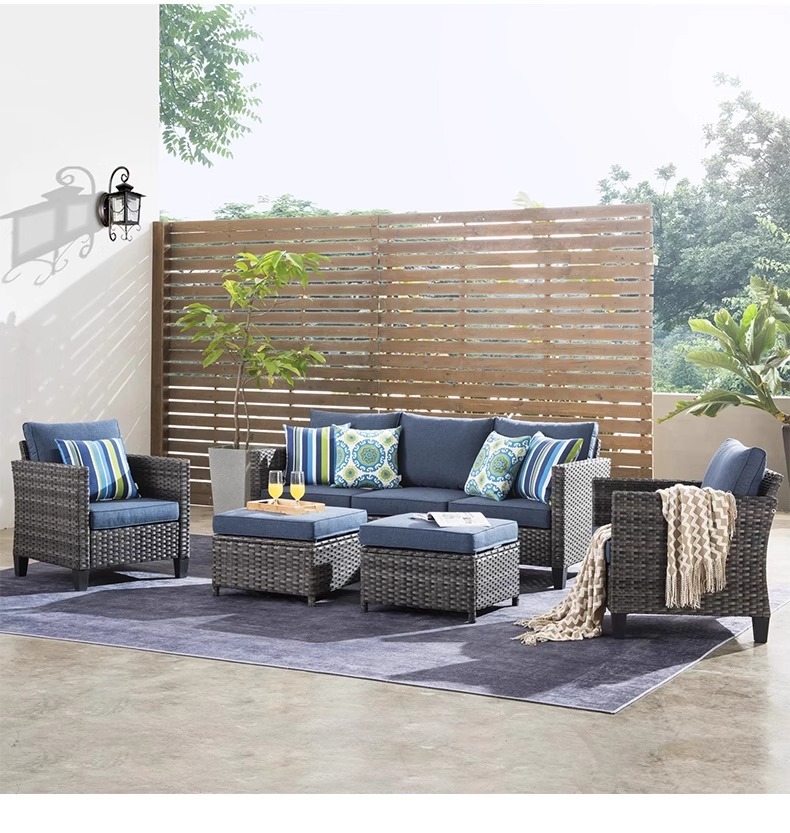 "Outdoor Sofa Furniture, Patio Wicker Rattan Garden Set, Waterproof and Sunproof Terrace Lounge Chair, Nordic-style Garden."