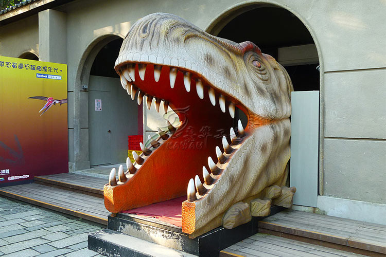 Large Animatronic Dinosaur Head Wall Mounted With Excellent Abrasion Resistance