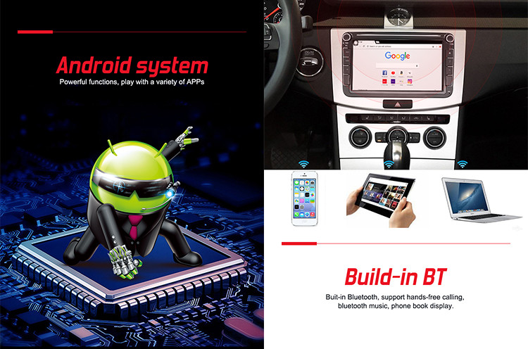 Universal OEM Car Radio 1024*600 8 Inch Touchscreen For Volkswagen