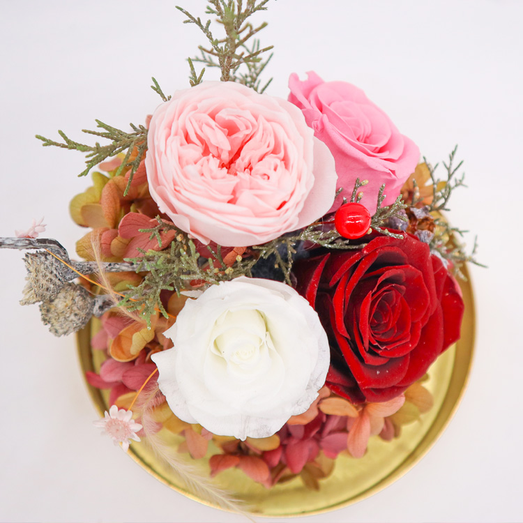 Luxury Preserved Rose Glass Dome Beautiful For Christmas Decoration
