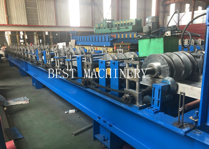 Big Cold C Profile Purlin Roll Forming Machine Chain Driven Hydraulic Cutting Type