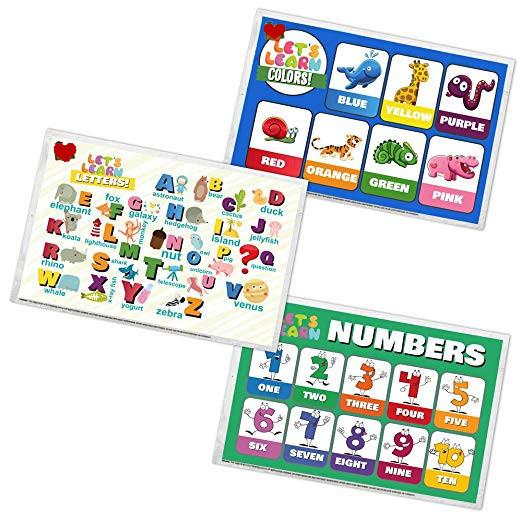 Disposable Waterproof Three Desgin Educational Plastic Baby Placemat 12X18'' BPA