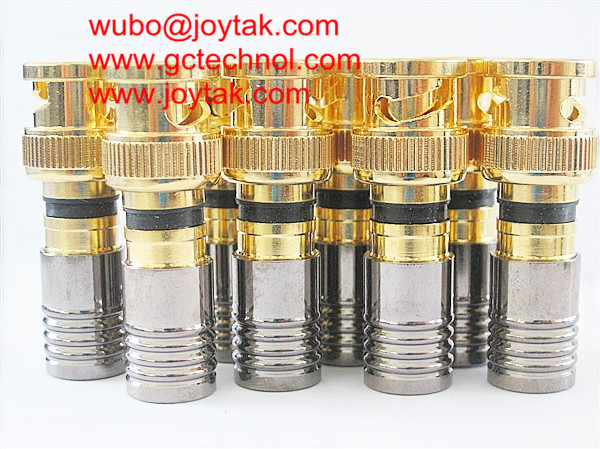 BNC male Coaxial Connector Compression Type 50ohm for RG6U coax Cable Gold Plated BNC shell