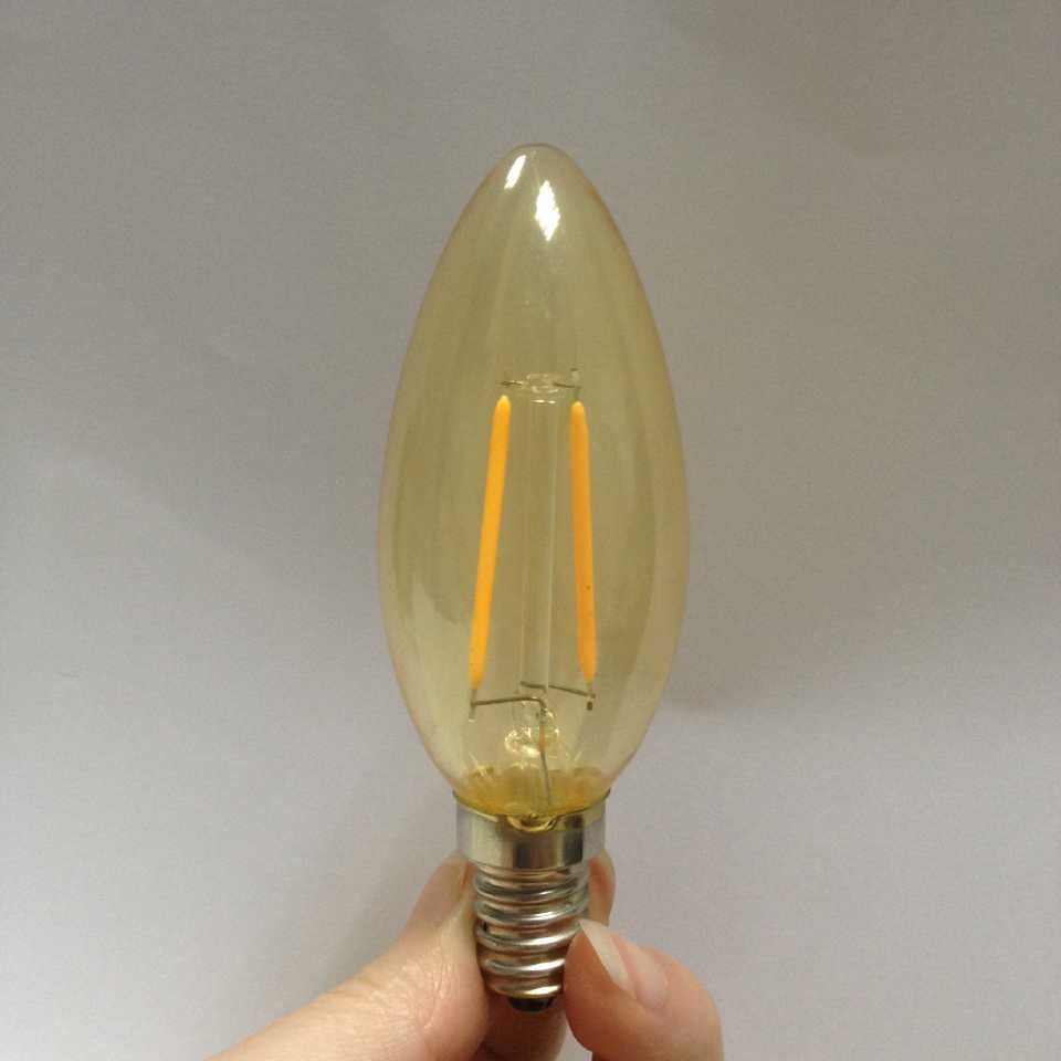 vintage E12/E14 C35 candle bulb LED filament type gold tinted