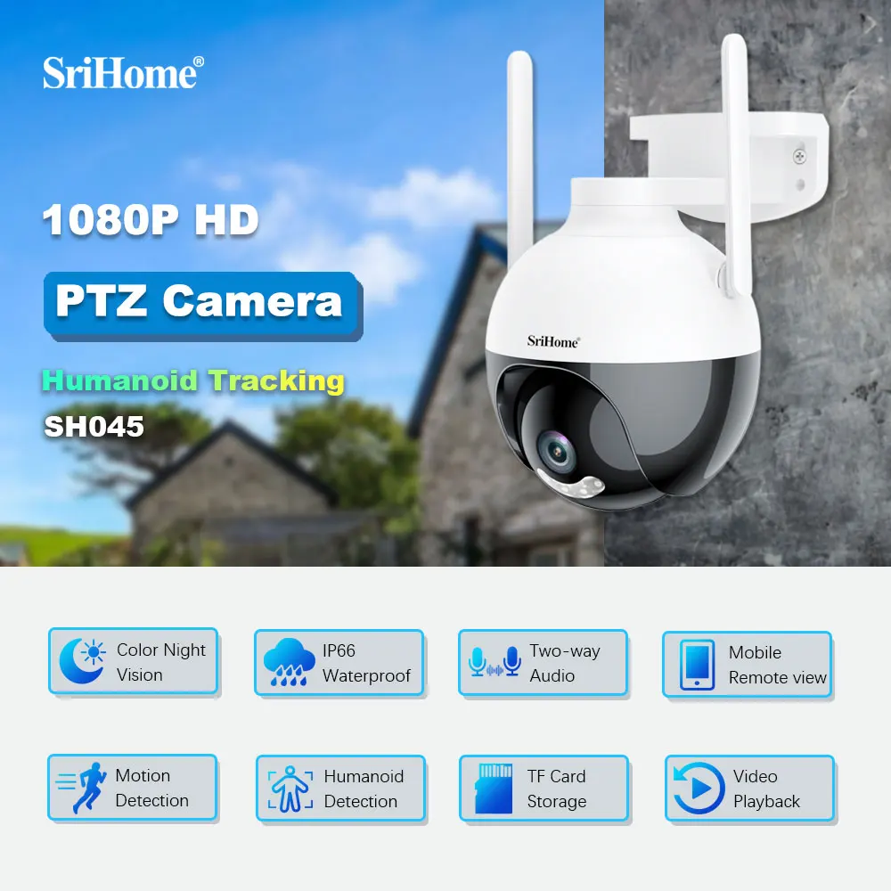 5V 2MP Mic & Speaker Video Download TF Card Dual Light Sources Indoor & OutdoorWaterproof Cctv Wifi Camera