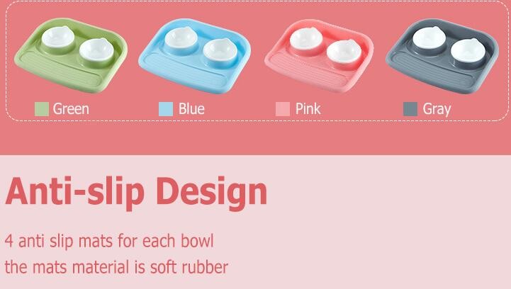 Non Slip Plastic Feeding Dishes No Spill Pet Dog Cat Double Food Water Bowl For Cat Dog, Premium Colorful Dog Water Food