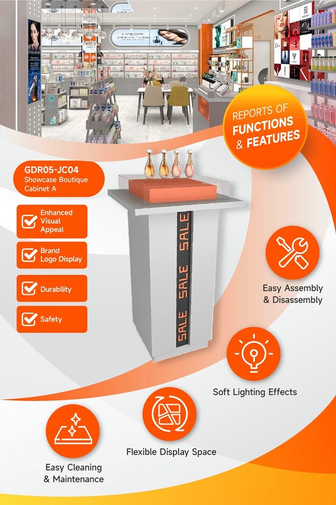 GDR05-JC04 Retail Display Rack with Laminated Board and Orange Acrylic Assembled Box for Luxury Retail