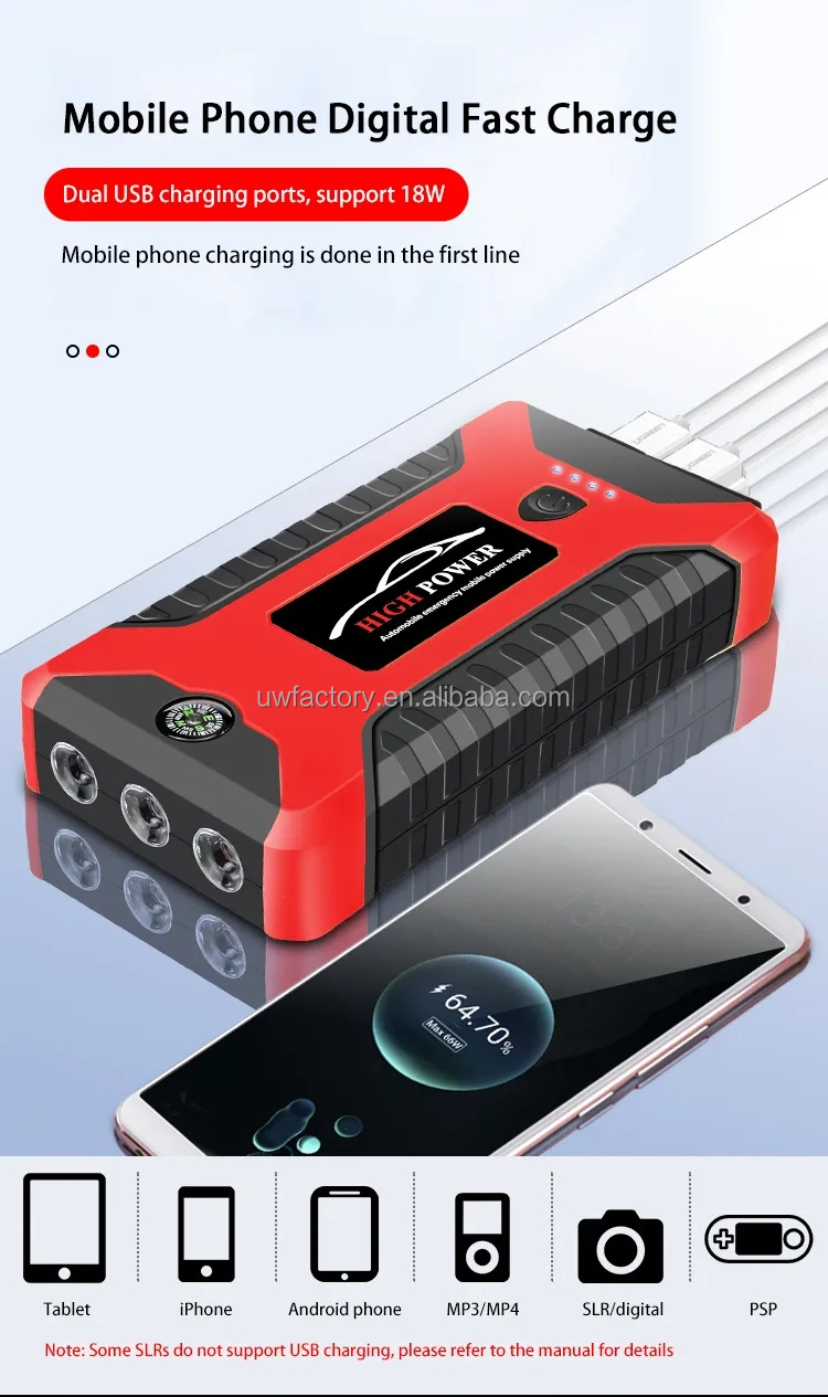 Nominal Voltage 7.68kwh/10.24kwh/12.8kwh/15.36kwh 20000mA Car Jump Starter 600A Portable Car Charger Booster Power Bank
