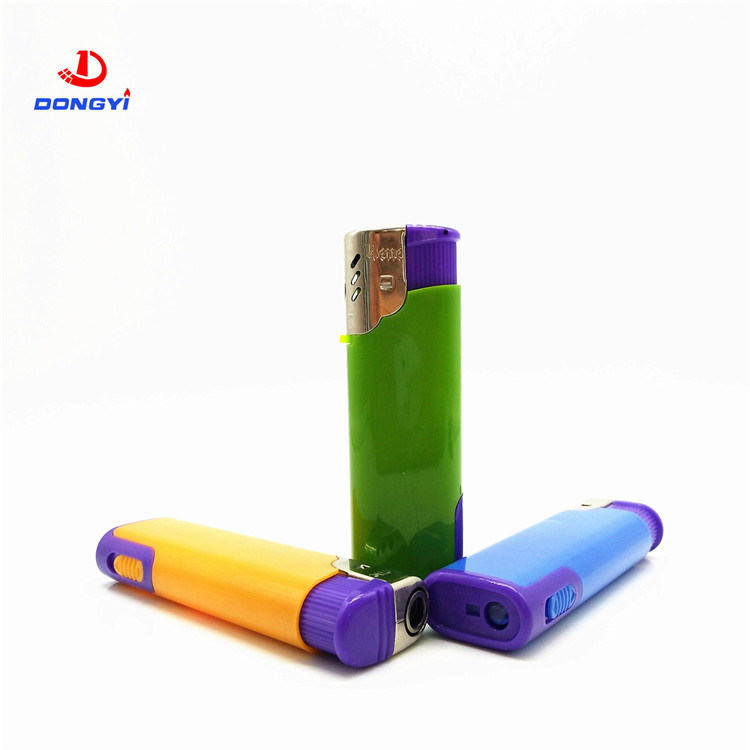Dy-F003 Model Turbo Flame Butane Gas Electric Windproof Lighter with LED Lamp