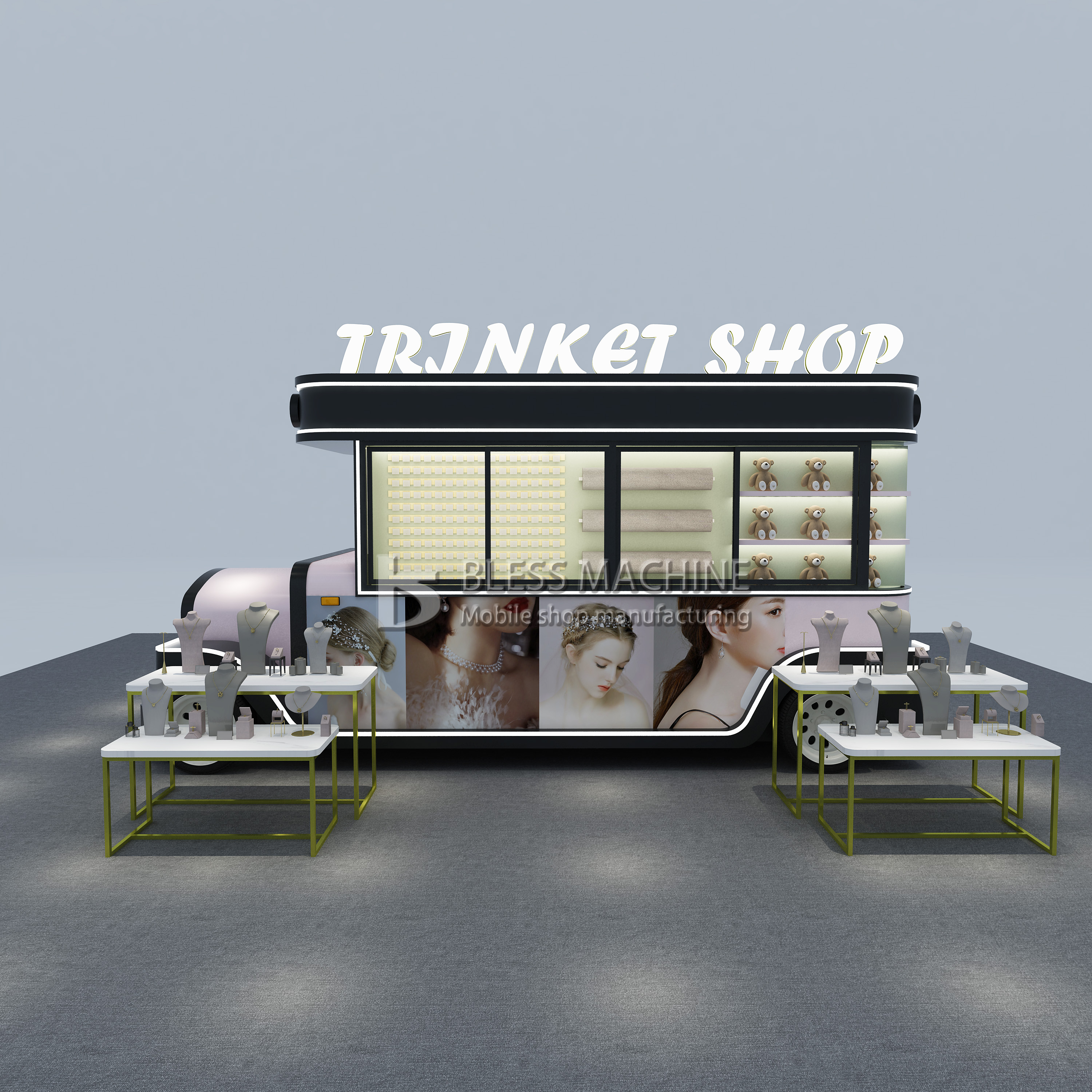 85kms per hr Machinery Function Leisure Fast Food Equipment Mobile Catering Van Trailer